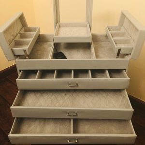 NEW Jewelry box Grey Leather Large -Tuscan Design